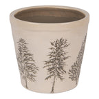 Bloempot Ø 15x14 cm Beige Keramiek Dennenbomen