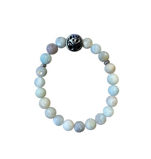 Dames armband matte Amazoniet met Tree of Life kraal