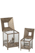 J-Line Lantaarns - metaal - beige - set van 2