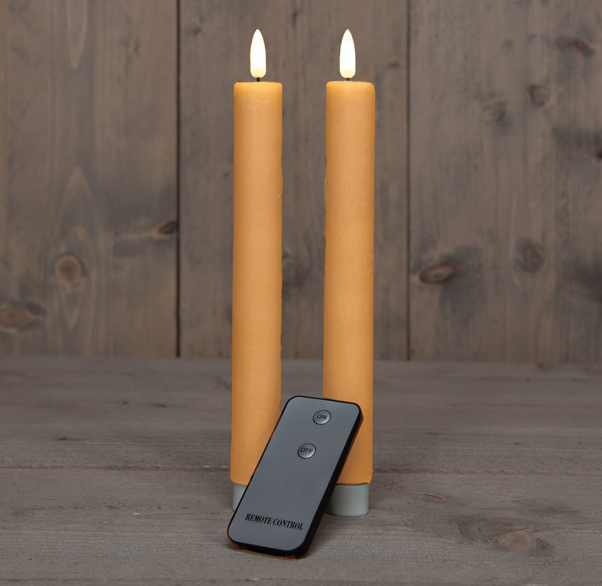LED Wax dinerkaars 3D vlam 2st 23cm vanille