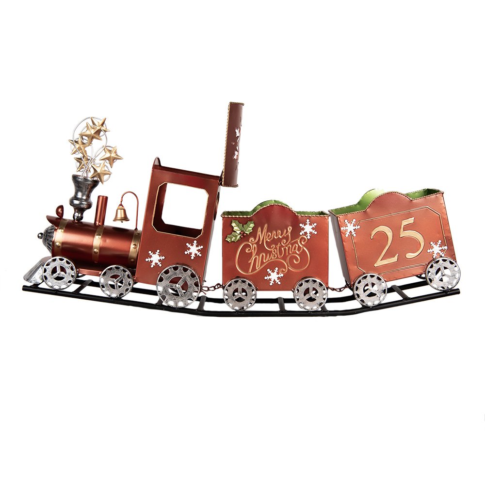 Kerstdecoratie Beeld Trein 79x15x37 cm Rood Metaal