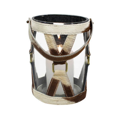 *windlicht koe hengsel bruin/wit 20cm*