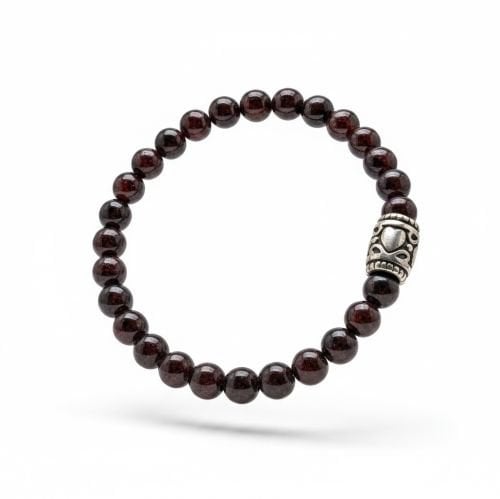 Dames armband Granaat 6 mm met basic kraal