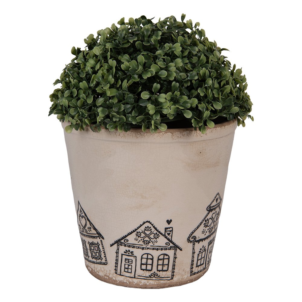 Bloempot Ø 21x20 cm Beige Keramiek Gingerbread house