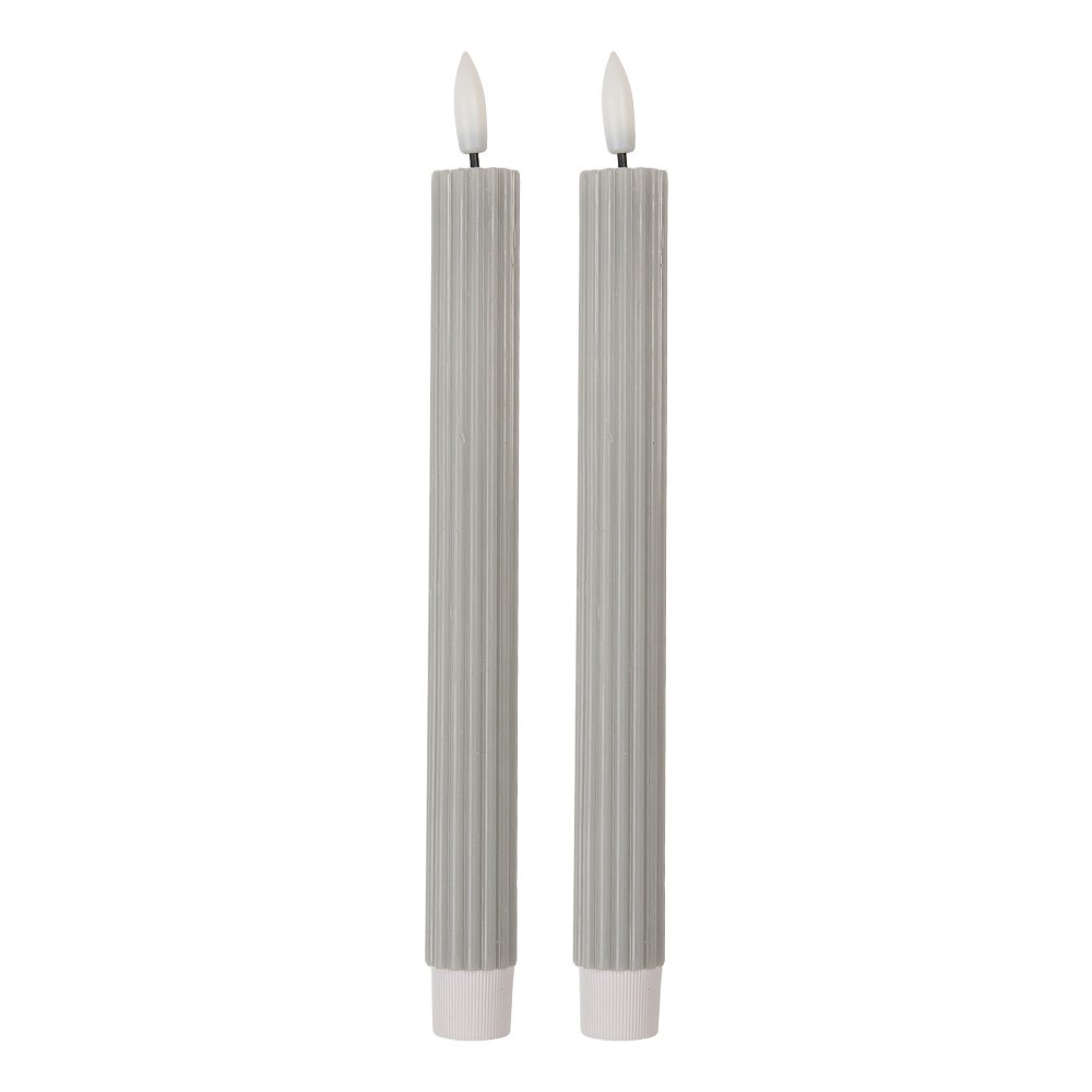 LED Dinerkaarsen set van 2 Ø 2x25 cm Grijs Wax