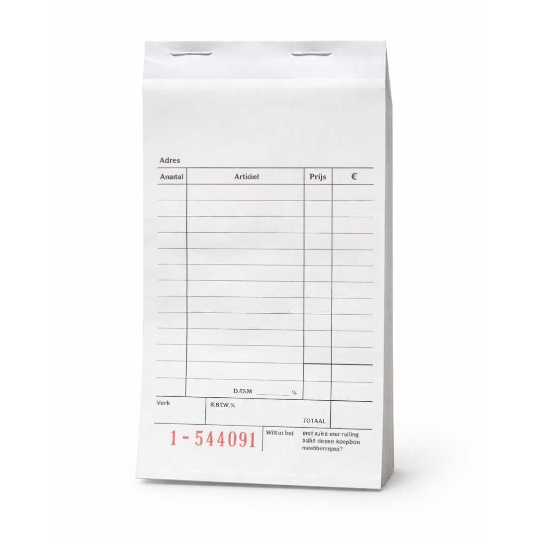 Bonboekje / Kassablok Neutraal - 10 Stuks