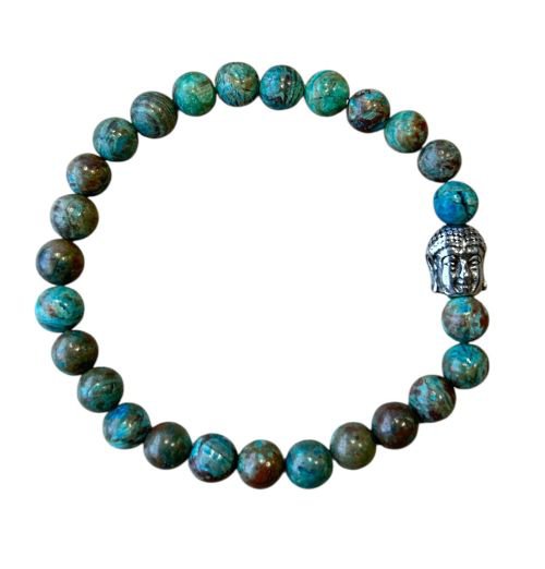 Dames armband Picasso Jaspis blauw 6 mm met Boeddha kraal