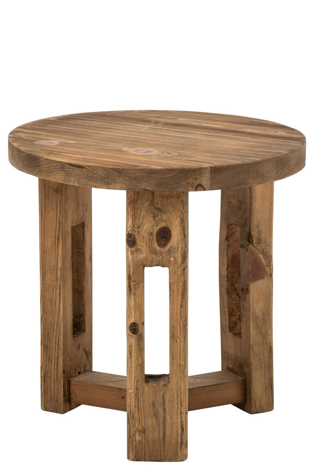 J-Line Ronde bijzettafel - gerecycled hout - bruin