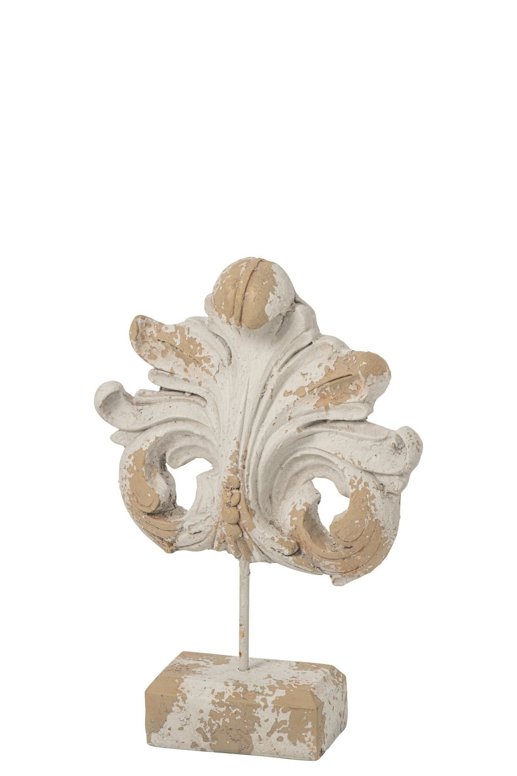 J-Line Fleur-de-lis op voet voor buiten - magnesium - ecru/beige