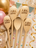 Houten kooklepel, pollepel, duurzaam cadeau met gravure - happy birthday, verjaardag