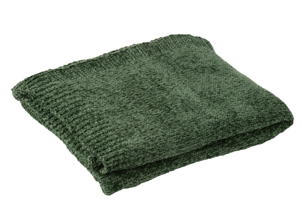 J-Line deken Chenille - polyester - groen