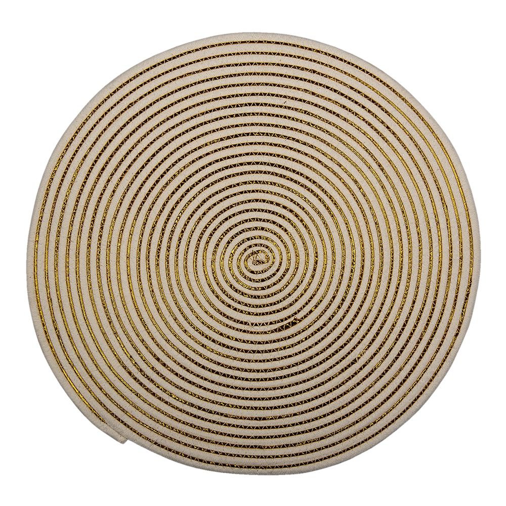 Placemat Riet Ø 51x1 cm Wit Geel Jute Cirkel Tafelmat