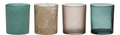 Kraft-Box Theelichthouder blauw-grijs h9 d8x33cm (set of 4)