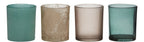 Kraft-Box Theelichthouder blauw-grijs h9 d8x33cm (set of 4)