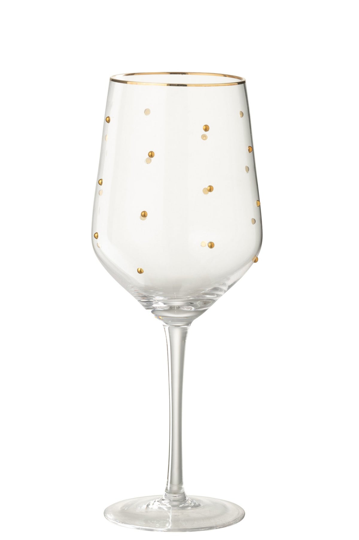 J-Line wijnglas Stippen - glas - tansparant/goud