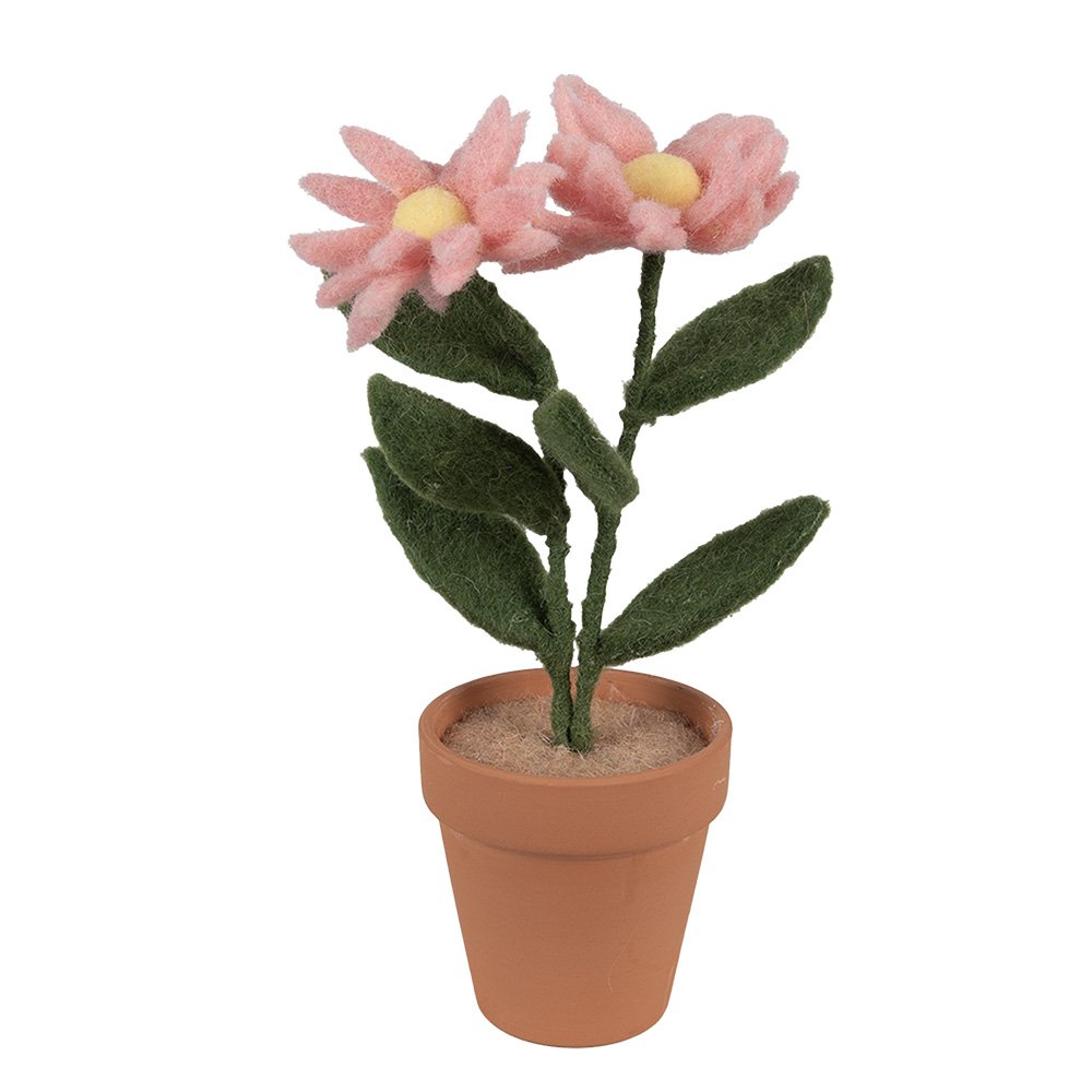 Decoratie Bloem 8x8x26 cm Roze Textiel