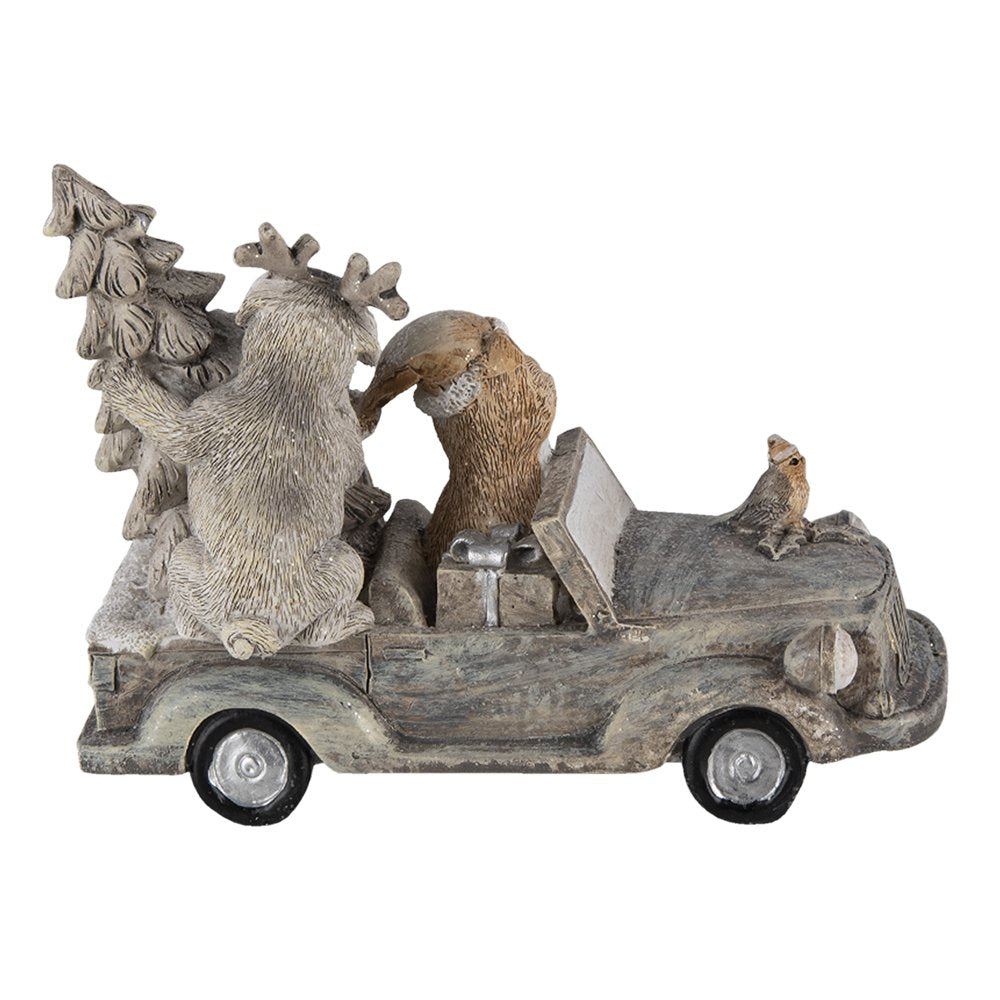 Beeld Dieren 16x8x11 cm Grijs Beige Polyresin Dieren Kerstdecoratie