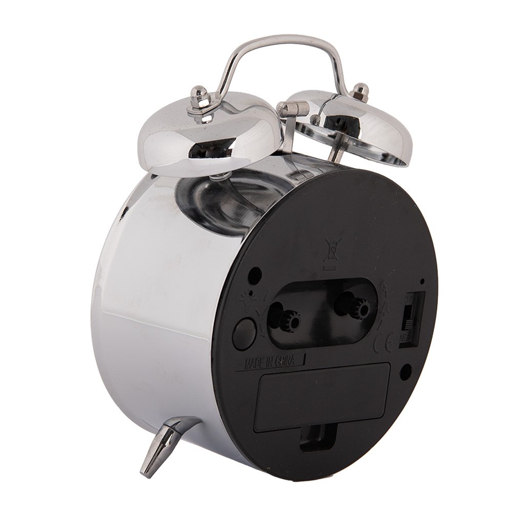 Wekker Analoog Ø 10x6x14 cm Zilverkleurig Metaal