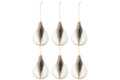 J-Line kerstbal Druppel - glas - transparant - S - doos van 6
