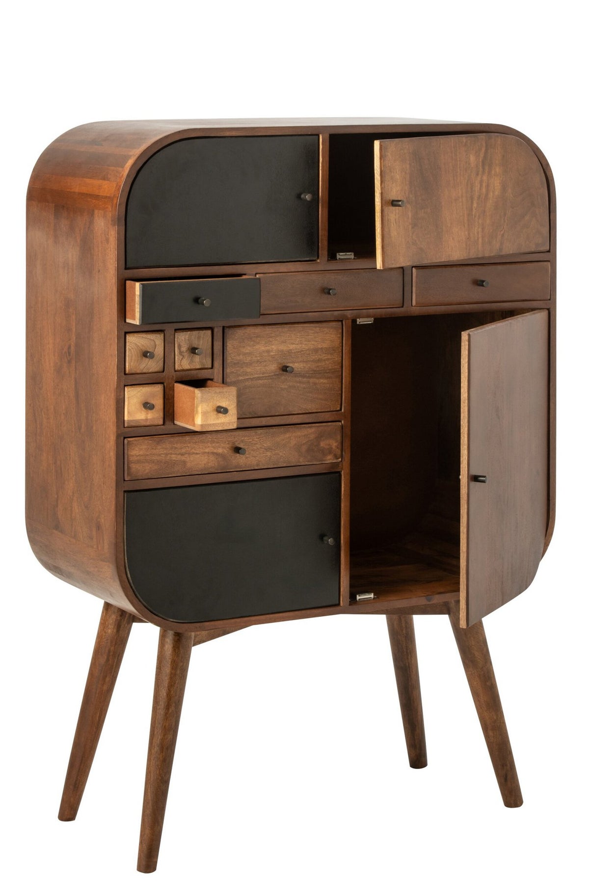 J-Line Kast met meerdere laden - mangohout - naturel/zwart