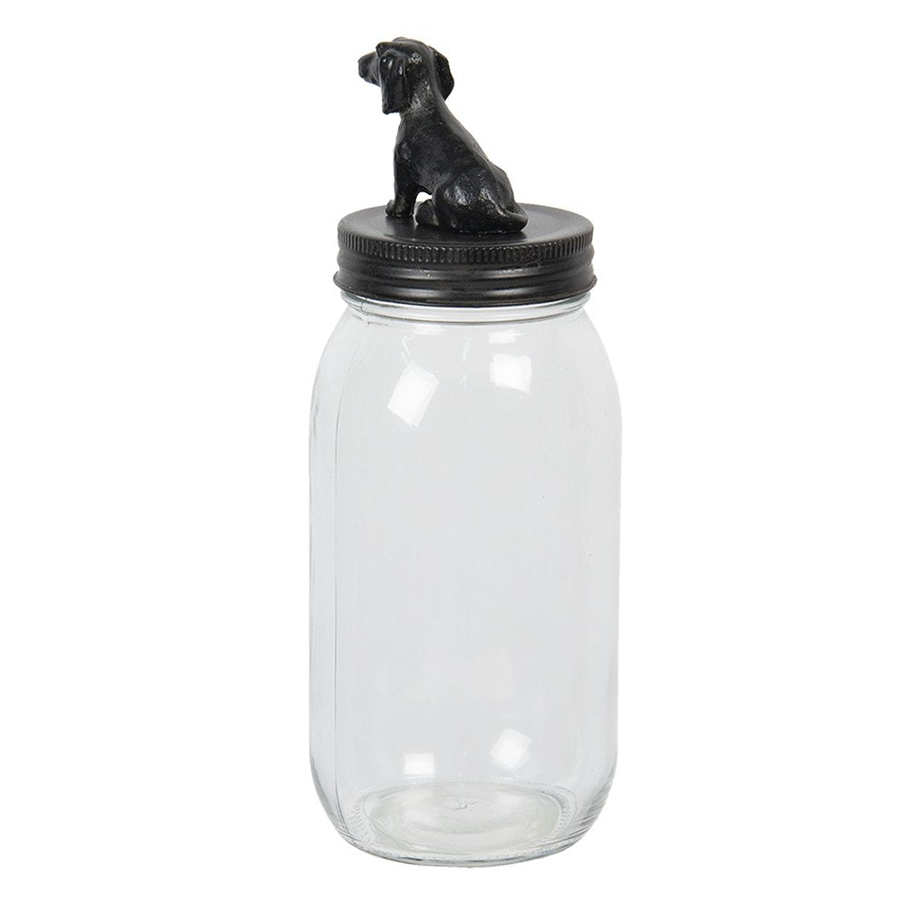 Voorraadpot Ø 8x22 cm Glas Hond Voorraadbus