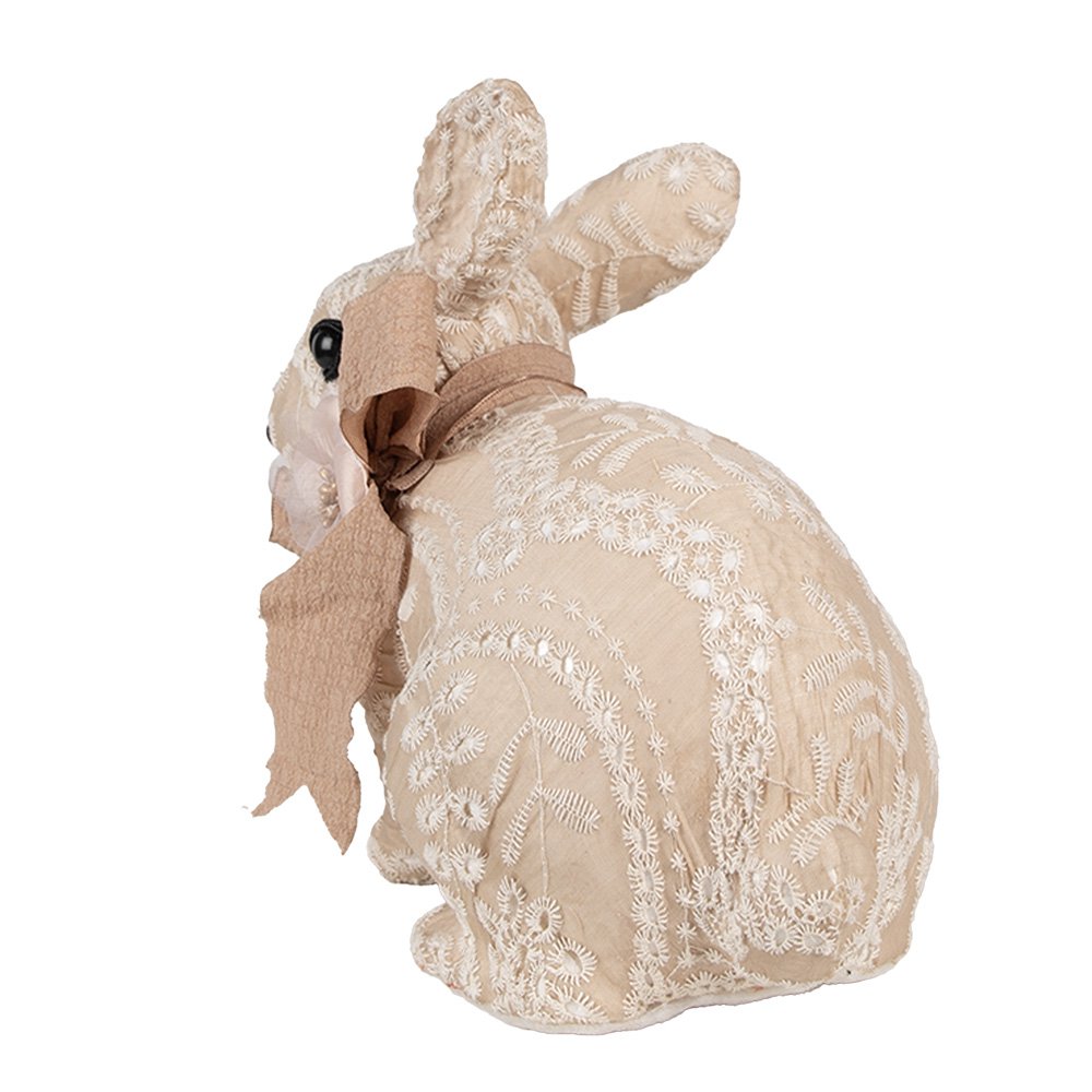 Decoratie Beeld Konijn 26x15x23 cm Beige Textiel