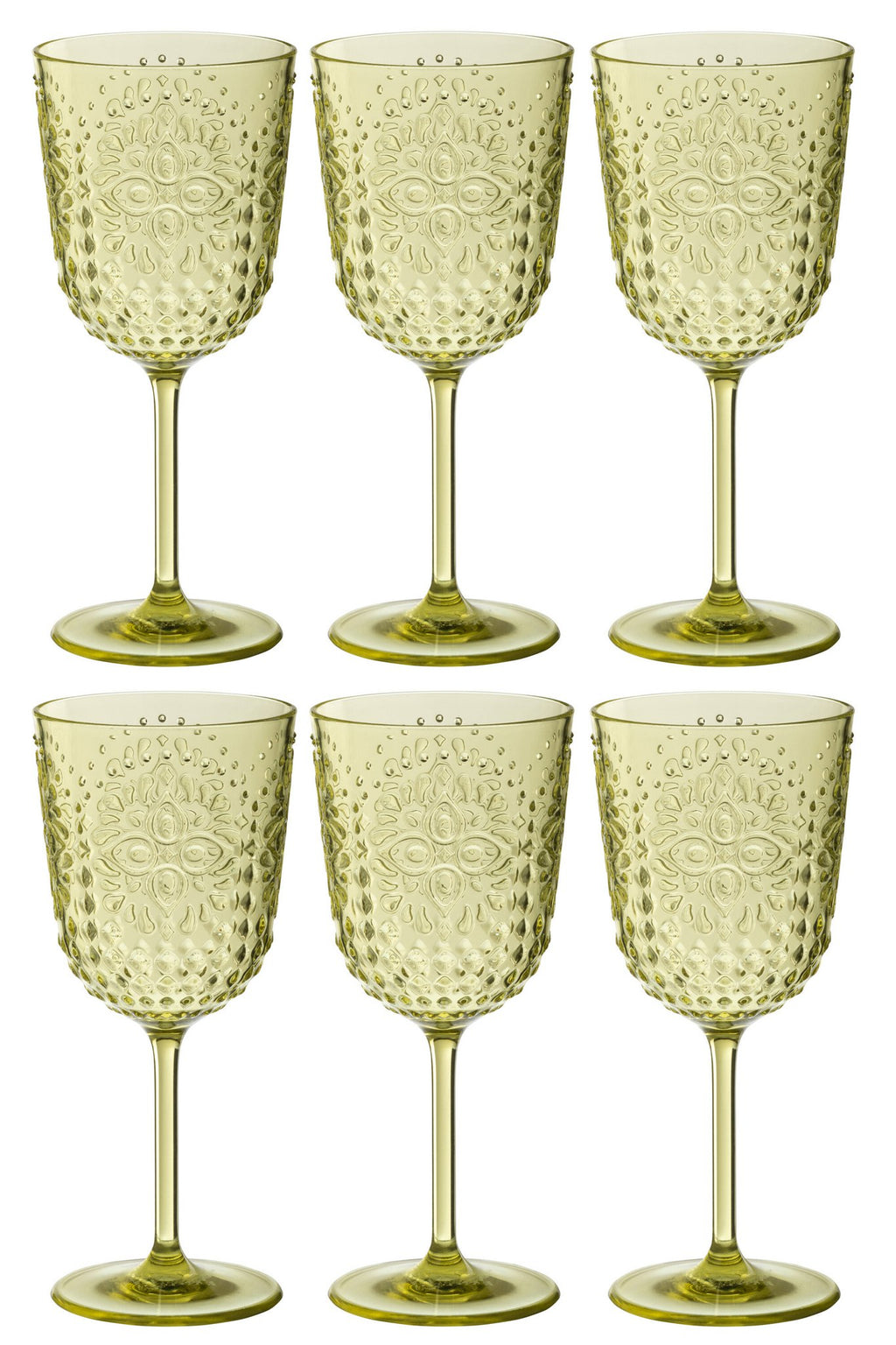 J-Line Doos 6 Wijnglazen Plastic Groen