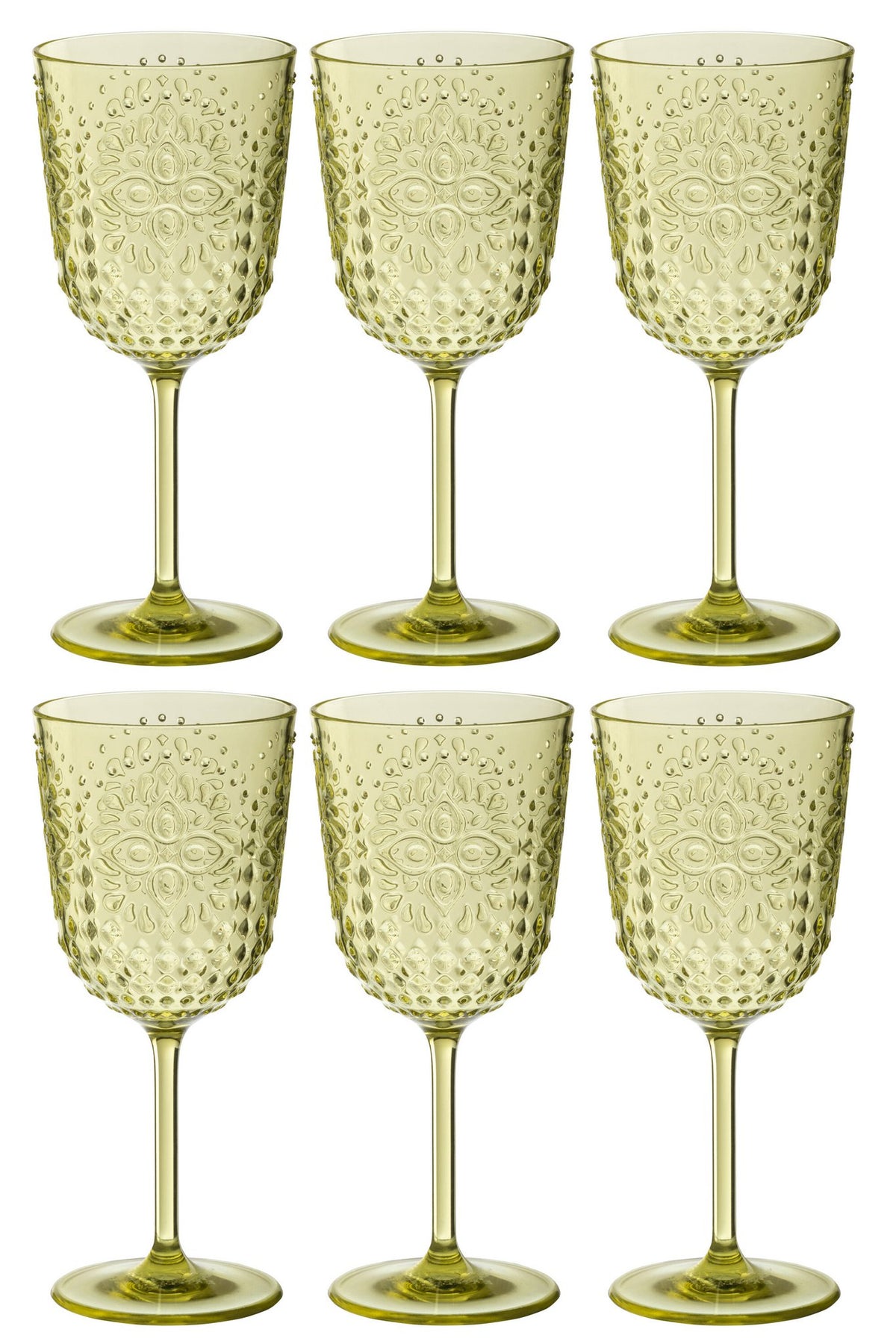J-Line Doos 6 Wijnglazen Plastic Groen