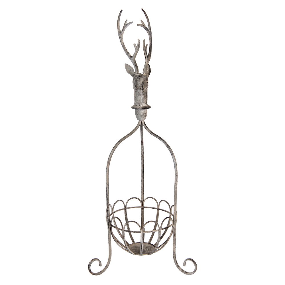 Decoratie Mand 28x28x68 cm Grijs Metaal Hert