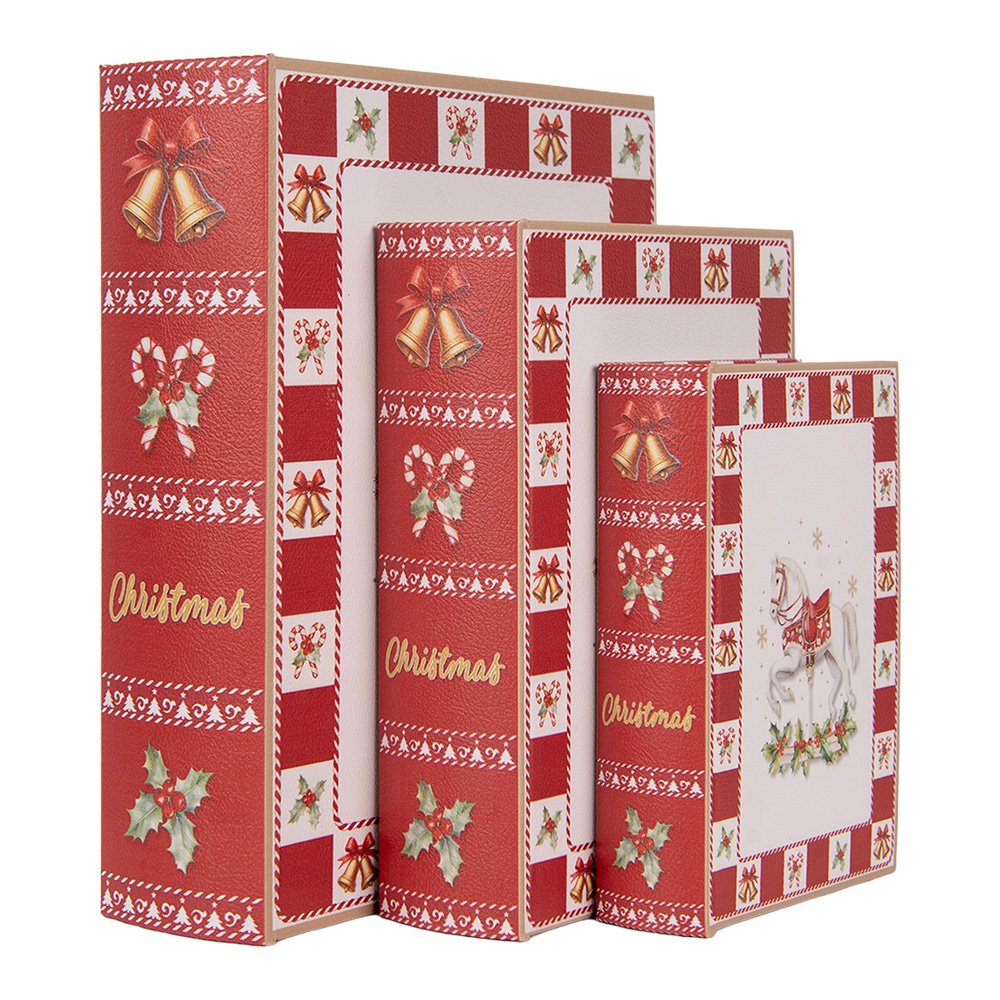 Opbergdoos Set van 3 Boeken 27x22x7 / 22x17x6 / 17x12x4 cm Wit MDF