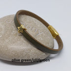 Semplice leren armband tiny star 24K verguld