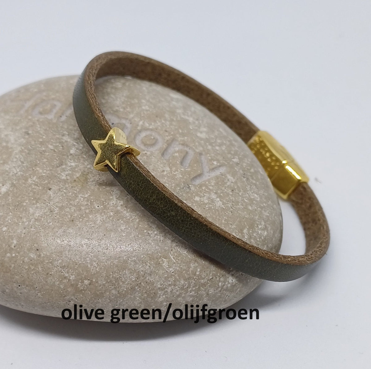 Semplice leren armband tiny star 24K verguld