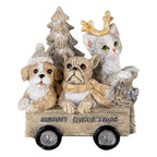 Beeld Dieren 9x7x11 cm Grijs Beige Polyresin Dieren Kerstdecoratie