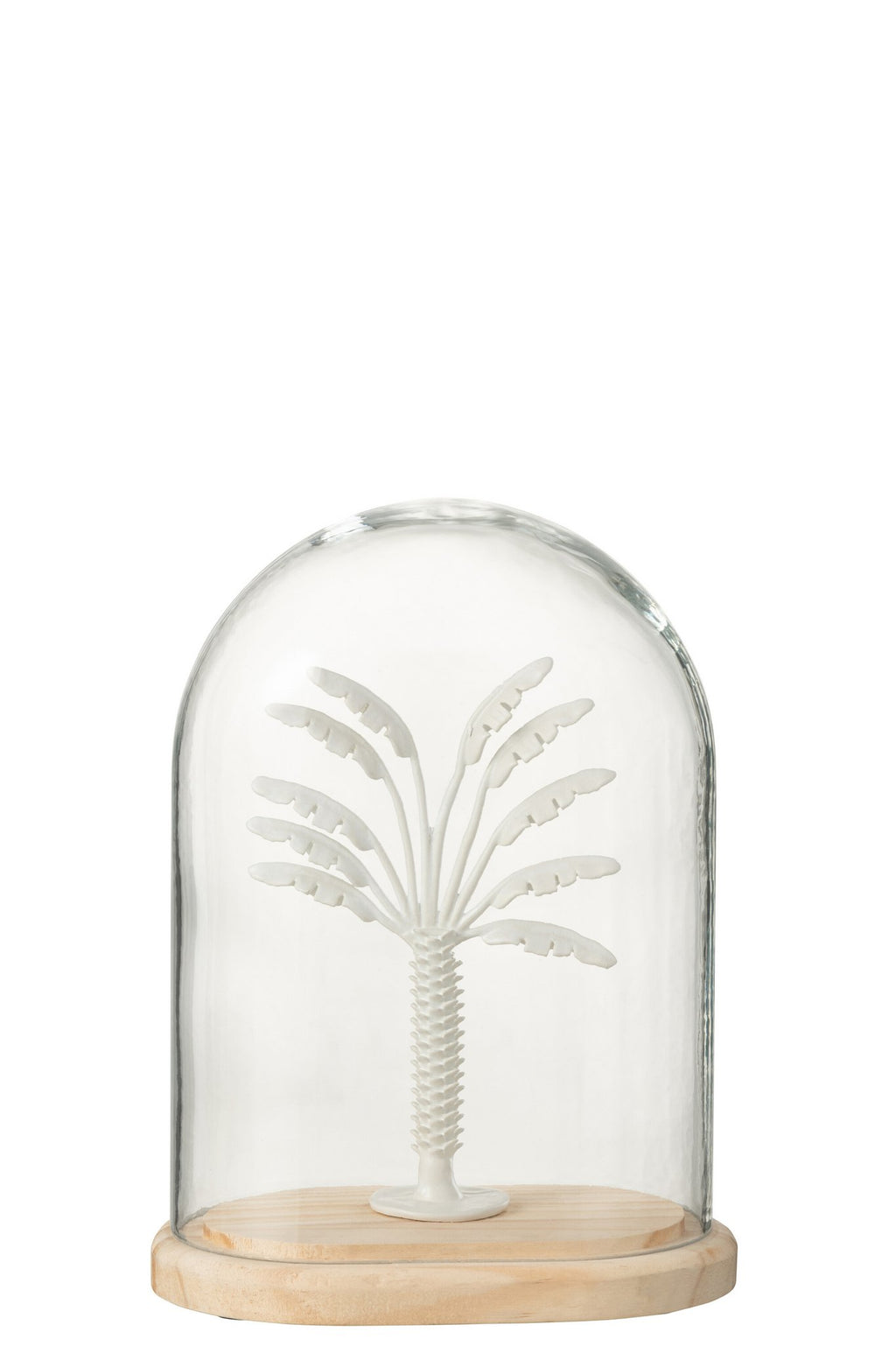 J-Line decoratie Stolp Palmboom - glas/metaal - wit/naturel - small