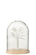 J-Line decoratie Stolp Palmboom - glas/metaal - wit/naturel - small