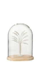 J-Line decoratie Stolp Palmboom - glas/metaal - wit/naturel - small