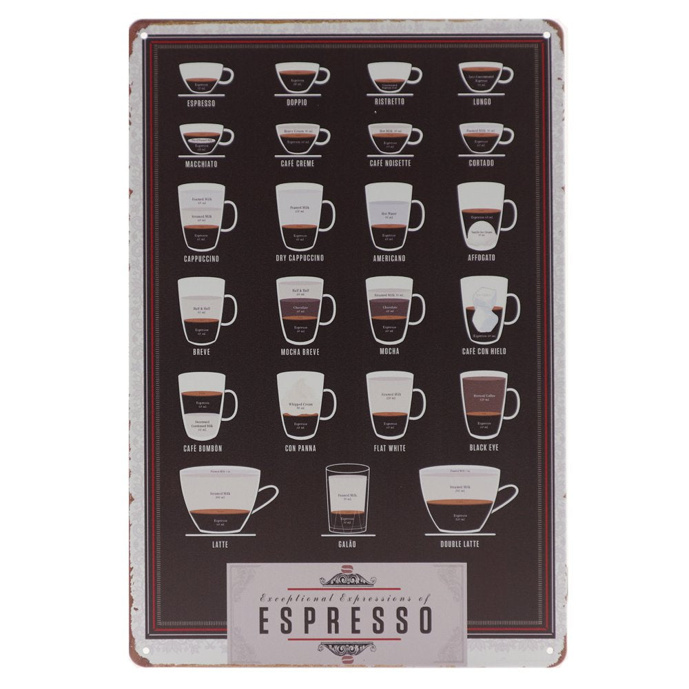 Espresso Retro Wandbord 30x20