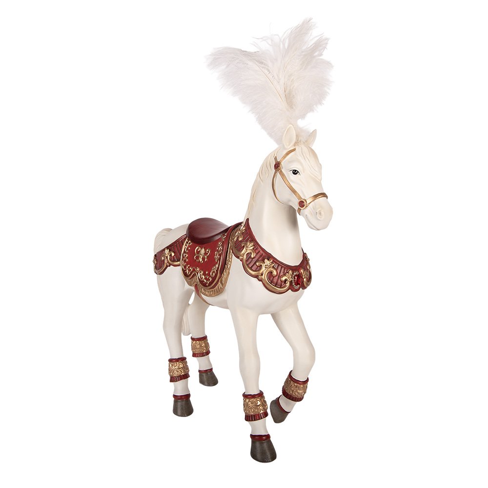 Decoratie Beeld Paard 35x12x56 cm Wit Kunststof