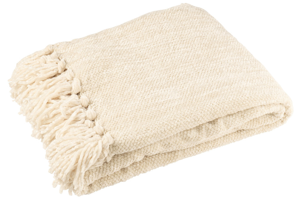 J-Line deken Chenille - polyester - ecru
