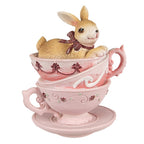 Beeld Konijn 10 cm Bruin Roze Polyresin