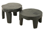 J-Line tafel Rond - hout - zwart - set van 2