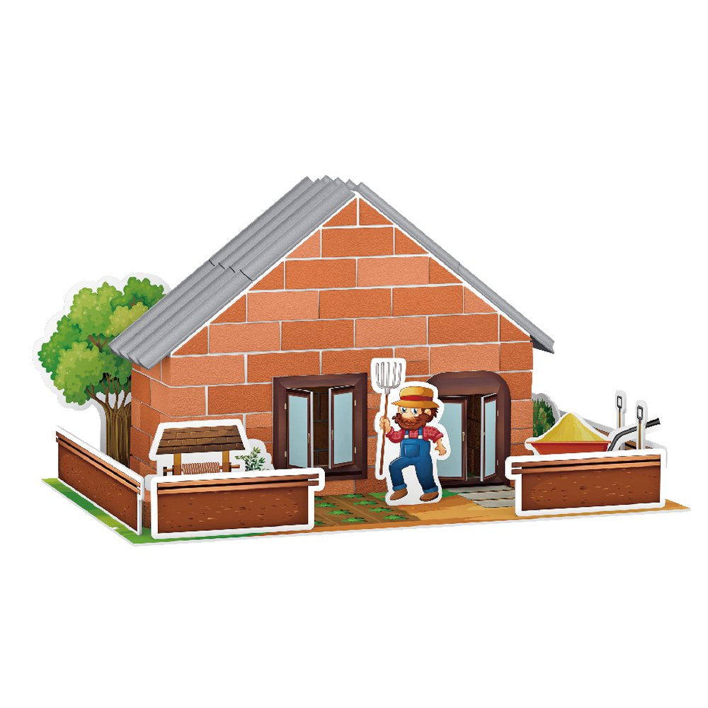 Bouwpakket Steam DIY Boerenhuisje- Steen- eerst zelf steentjes maken en daarna bouwen!