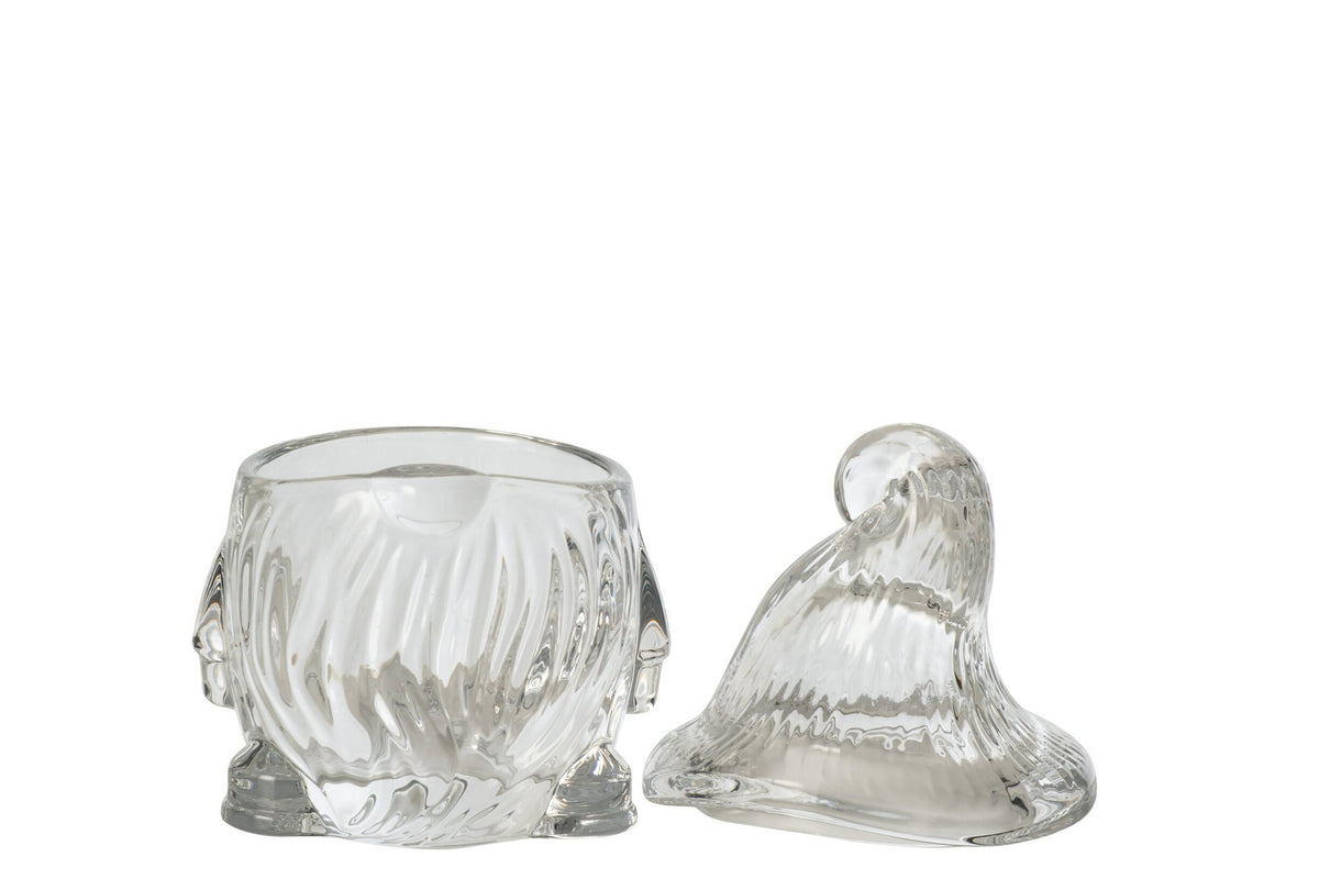 J-Line Decoratieve pot met kerstman - glas - transparant