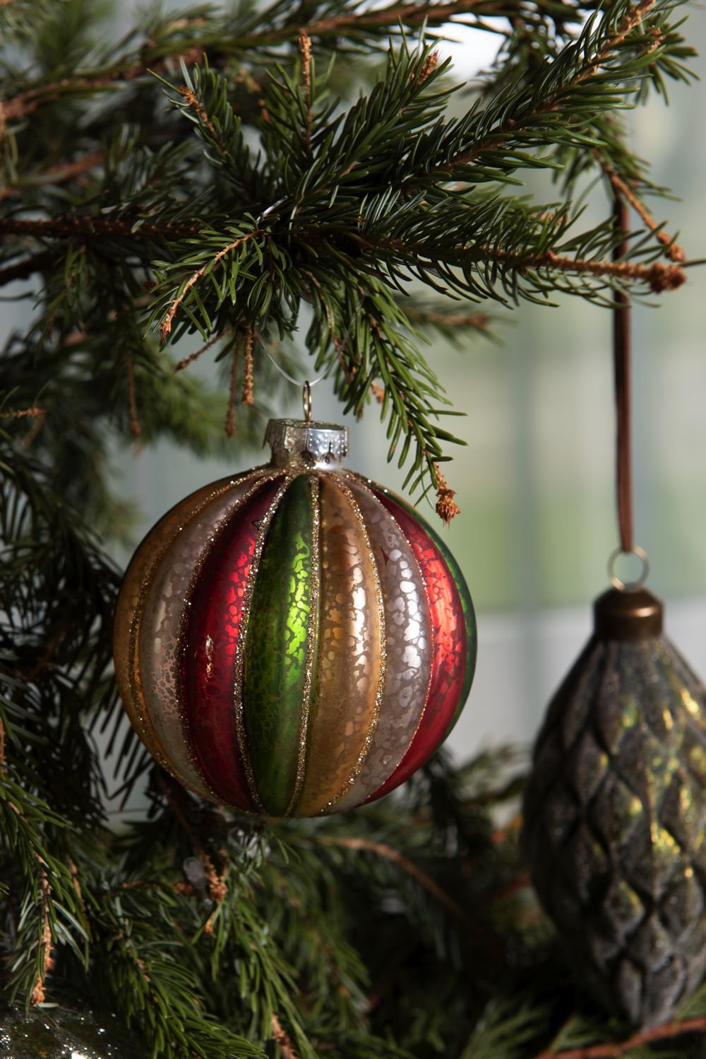 Kerstbal Set van 4 Ø 8 cm Rood Groen Glas Kerstboomversiering