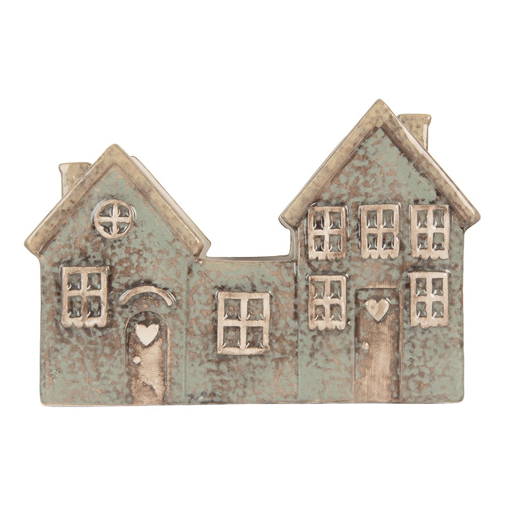 Waxinelichthouder Huis 22x9x15 cm Groen Keramiek