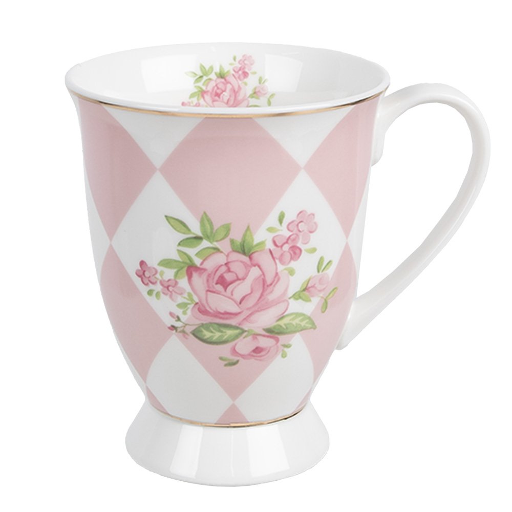 Mok 300 ml Roze Wit Porselein Rozen Drinkbeker