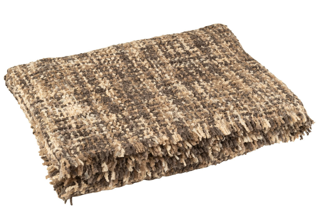 J-Line Plaid tweed - katoen - bruin/beige - 180 x 130 cm