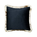 Kussen fluweel gouden franjes zwart 45x45cm