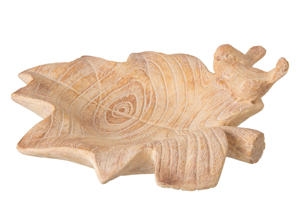 J-Line dienblad Blad + Vogel - magnesiumoxide - beige - L