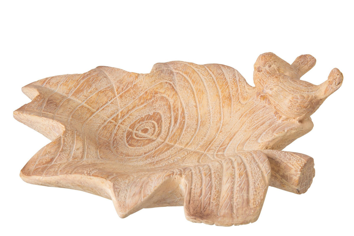 J-Line dienblad Blad + Vogel - magnesiumoxide - beige - L